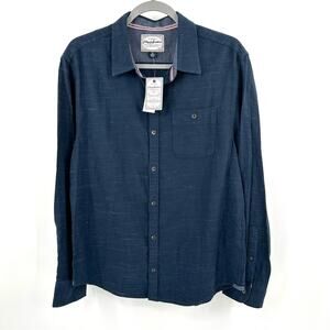Flag & Anthem Alvord slub button down shirt in blue indigo Size M
